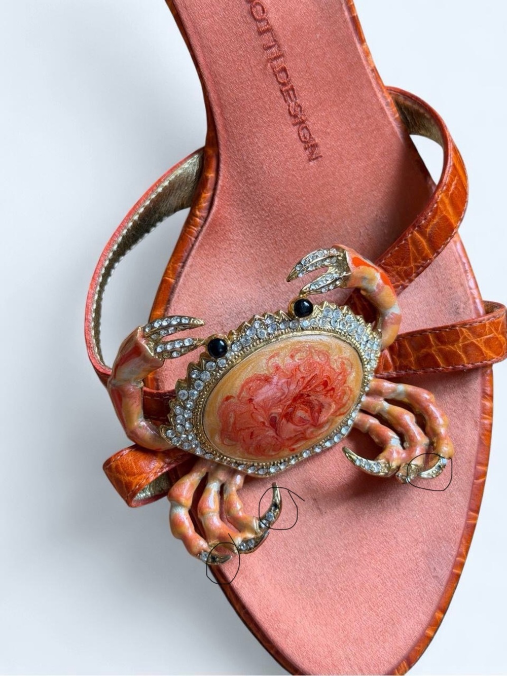Giuseppe Zanotti Embellished Crab Cancer Kitten Heel Sandals Vintage Archival 38 - Picture 9 of 15
